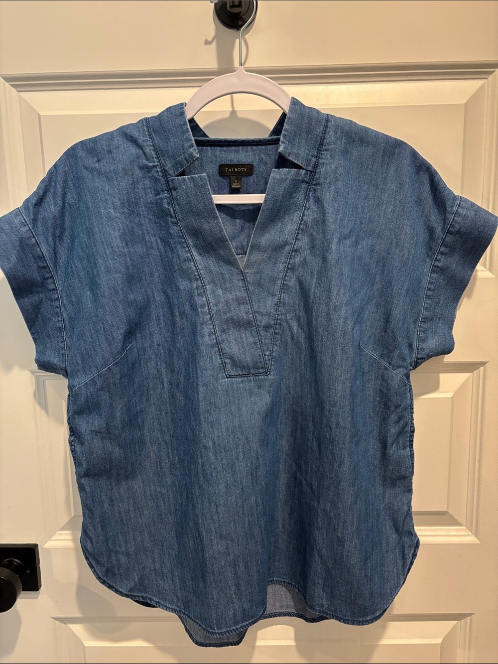 Talbots Denim V-Neck Tunic Top in Blue